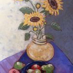 "Sunflowers and Fruit," Melwell Romancito, oil on canvas, 30x48