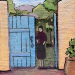 "She'll be Waiting at the Gate," oil on linen panel by Melwell, 5x7