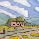 "Afternoon Visit," oil on canvas panel by Melwell, 5x7