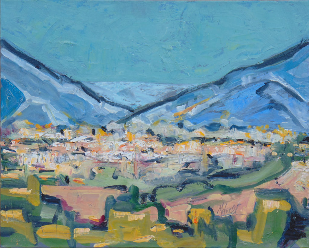 "Sleepy Mountain Town," oil on canvas by Melwell, 16x20