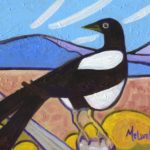 "Magpie Messenger," oil on panel by Melwell, 8x10
