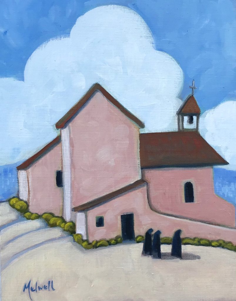 "The Vestry Entrance," oil on canvas by Melwell, 16x12