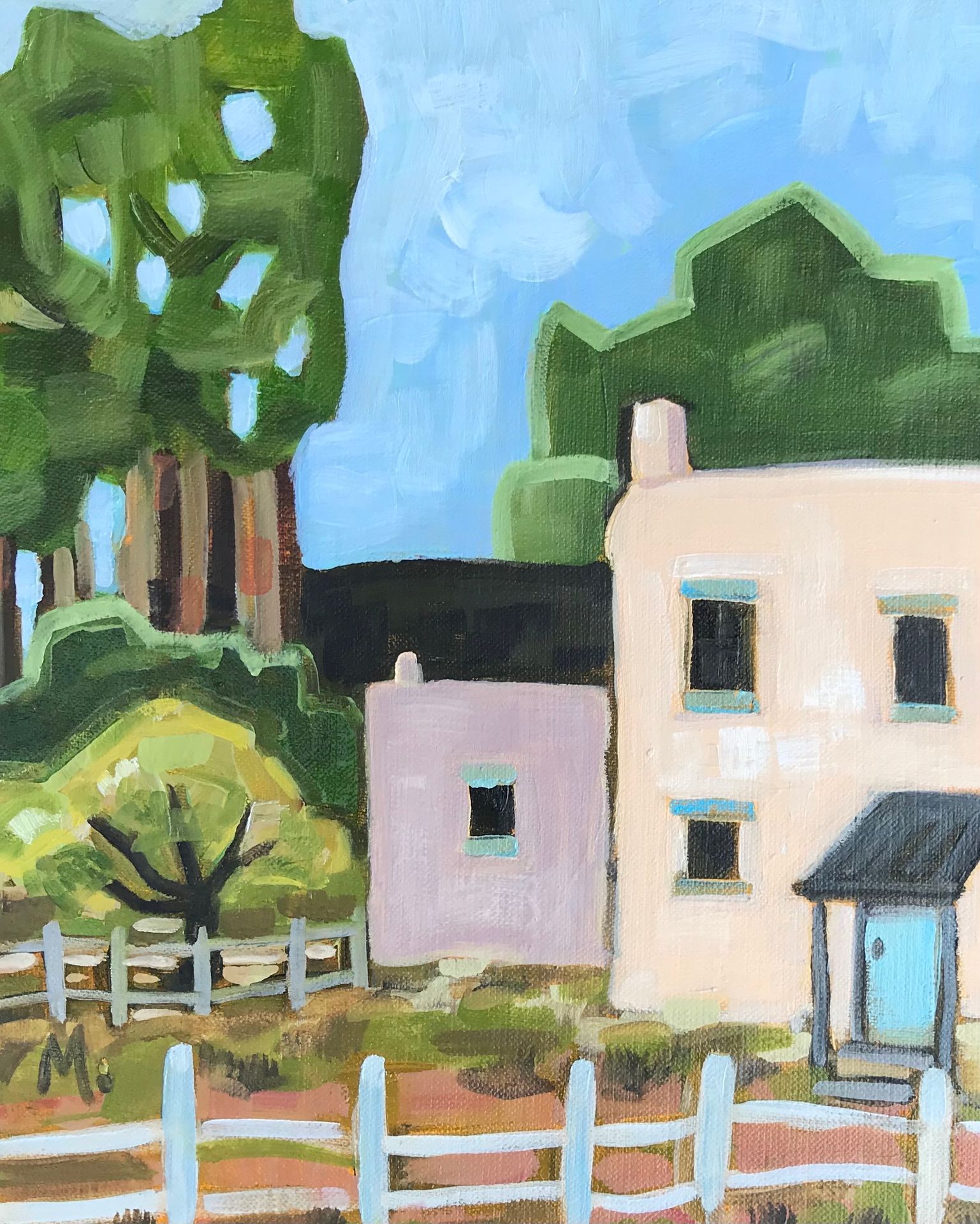 "Backyards," oil on linen panel by Melwell, 10x8