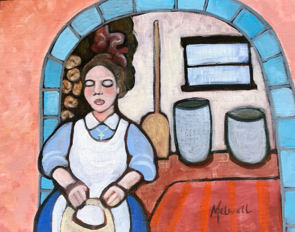"The New Cook," oil on panel by Melwell