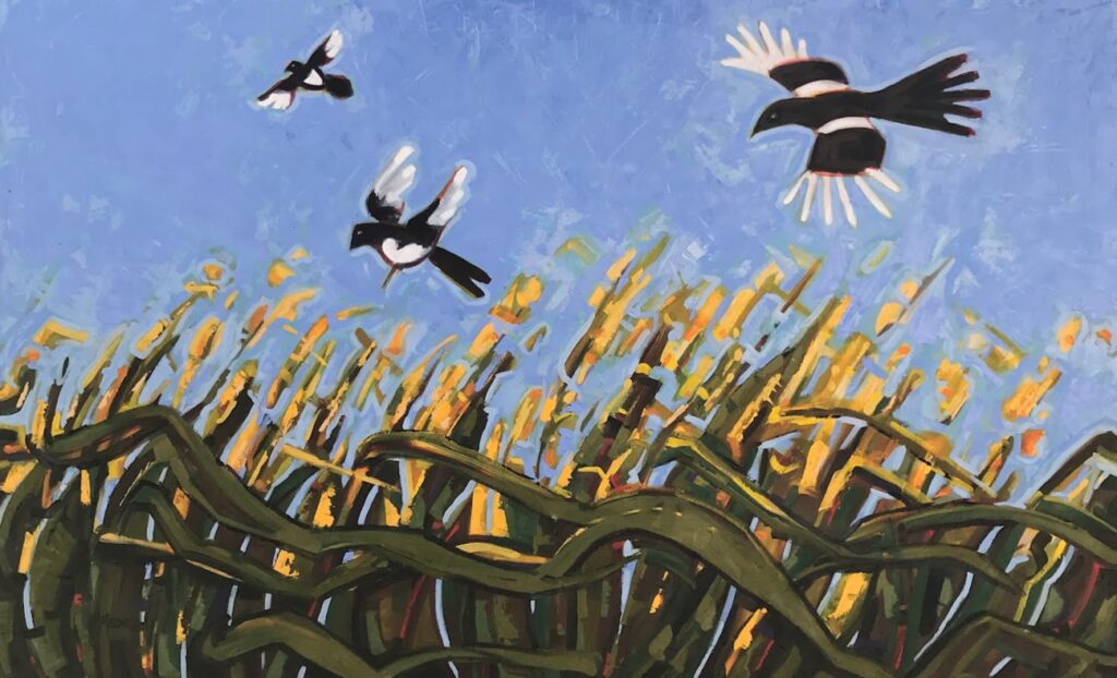 "Wind in the Corn," oil on canvas by Melwell, 40x68